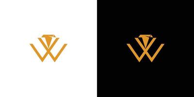 diseño de logotipo de diamante inicial de letra w único y elegante vector
