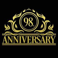 Luxury 98th Anniversary Logo illustration vector.Free vector illustration