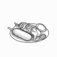 illustration of corn dog sketch vector