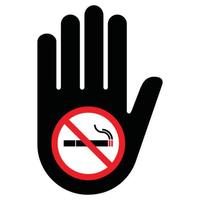 dejar de fumar vector de símbolo de signo de mano negra