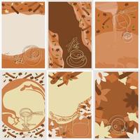 Editable Creative Backgrounds Set With Outline Style Traditional Masala Chai Vector Illustration Icons for Poster Template of Tea House and Indian Culture Related Project