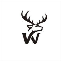 Print design the letter W in the shape of a deer for your identity vector