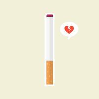 mascota de personaje de cigarrillo aislada en el fondo, ilustración de cigarrillos, imágenes prediseñadas simples de cigarrillos, icono de no fumar en estilo plano.