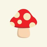 mushroom flat design vector illustration, Red mushroom symbol,Amanita poisonous mushroom. Vector illustration flat design. Isolated on background. Red mushroom with white dots. Toxic poisoned food.