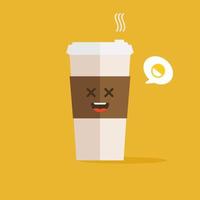 un icono de taza de café con logotipo de granos de café, diseño plano de ilustración vectorial. vector