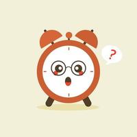 lindo y kawaii personaje de despertador. lindo reloj despertador feliz sonriente. diseño de icono de ilustración de personaje de dibujos animados plano de vector