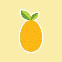 Kumquat, fruit on color background. Flat design style. vector illustration.