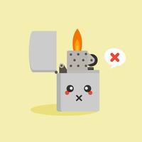 Lighter icon. Flat illustration of lighter vector icon for web design. Risk and dangerous about fire or flame. warning for Flammable