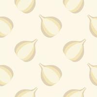 garlic flat design seamless pattern. Vector illustration of art. Vintage background. Kitchen and restaurant design for fabrics, paper