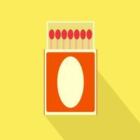 Matches flat design set. Vector illustrations opened matchbox, match remainder isolated on color background. Symbol of ignition, burning, withering.