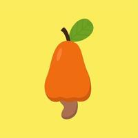 Ilustración de vector de diseño plano de fruta de anacardo. ilustración de vector de nuez de anacardo en estilo de dibujos animados. alimentos orgánicos.