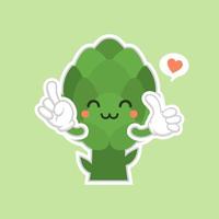 cute and kawaii artichoke cartoon character flat design, vitamins, vegetables, healthy food, nutrients, diet. Vitamins and minerals. Health benefits of artichoke. Funny character. vector