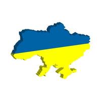 Ukraine map and flag 3d vector