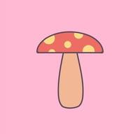 icono de vector de hongo rojo. setas rojas de dibujos animados en la hierba aisladas sobre fondo blanco. hongo venenoso del bosque. amanita en estilo plano. ilustración vectorial