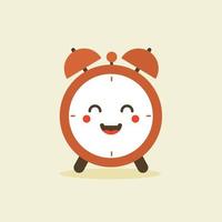 cute and kawaii character of alarm clock. Cute smiling happy alarm time clock. Vector flat cartoon character illustration icon design