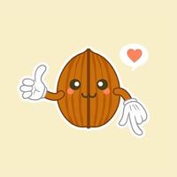 cute and kawaii walnut character flat style vector illustration