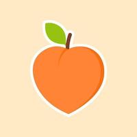 Peach isolated vector icon. Peach fruit on branch with leaf. Juice or jam branding logotype.