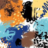 Orange Blue Mid Century Blotched Abstract Stains vector