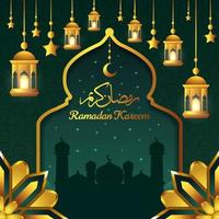 Fasting Month Concept with Mosque and Lantern Element vector