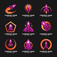 Set of Business Logo with Rocket Element vector