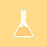 Ilustración de vector de diseño plano de matraz químico erlenmeyer de personaje lindo y kawaii. experimento científico, elementos de laboratorio de investigación de estilo plano, química, biología, física, farmacéutica, medicina