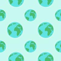 Flat globe seamless pattern. Seal for Earth Day. Vector illustration with the meaning of save the planet. Ideal for wallpaper, wrapping paper, cards, posters, booklets, design.