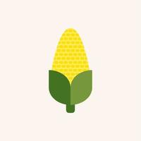 corn flat design vector illustration. Corn yellow flat icon food natural illustration organic logo vector organic agriculture corning field corncob ear farm