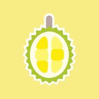 frutas durian divertidas y kawaii. ilustración de vector de diseño plano de frutas tropicales. uso para tarjetas, afiches, pancartas, diseño web e impresión en camisetas. fácil de editar