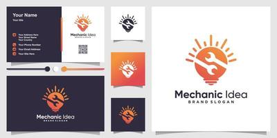 logotipo de idea mecánica parte 2, con concepto creativo moderno y plantilla de diseño de tarjeta de visita vector premium