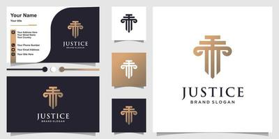 Justice logo with modern outline concept and business card design Premium Vector
