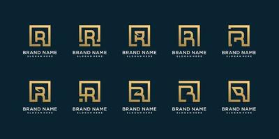 Set of R letter logo collection with creative shape idea Premium Vector