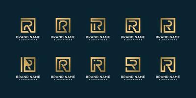 Set of golden letter logo collection with initial R, golden, company, Premium Vector