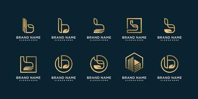 conjunto de colección de logotipos de letras con b inicial para empresa con vector premium de concepto creativo