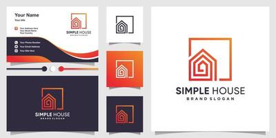 Simple house logo template and business card Premium Vector