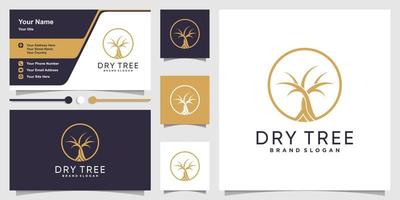 Dry tree logo abstract and business card design template Premium Vector