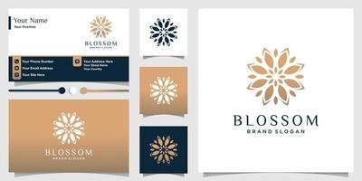 Blossom logo for beauty and spa with fresh concept and business card design template Premium Vector