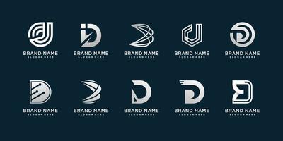 Set of letter D logo with modern creative concept for company or person Premium Vector