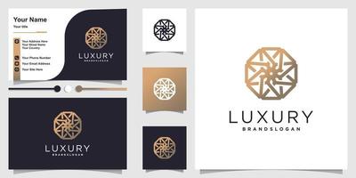 Luxury logo with line art star inside and business card design template Premium Vector