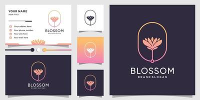 logotipo de flor con concepto fresco y único y plantilla de diseño de tarjeta de visita, abstracto, degradado, vector premium