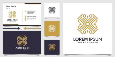 Abstract logo with line art concept and business card design Premium Vector