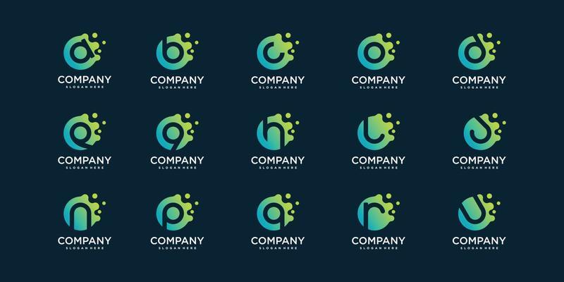 Set of molecule letter logo with modern abstract concept for company or person Premium Vector