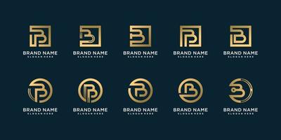 Set of logo collection with initial B for person or company with golden square concept Premium Vector