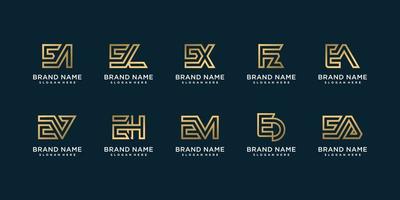 Set of golden letter logo collection with initial E, golden, company, Premium Vector