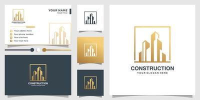 Construction logo template and business card Premium Vector