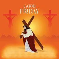 Good Friday, vector illustration of Jesus Christ Crucifixion.