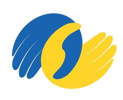 Ukraine Hands Emblem Flag Symbol Abstract Vector National Europe Design