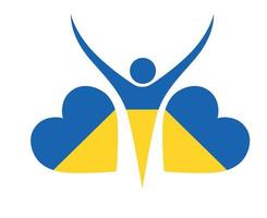 Ukraine National Europe Flag Heart Emblem Symbol Abstract Vector illustration Design
