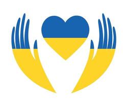 Ukraine Flag Heart And Hands National Europe Symbol Emblem Abstract Vector Design