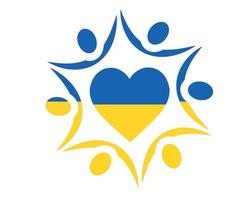 Ukraine Flag Emblem Heart Symbol National Europe Abstract Vector Design