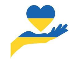 ucrania corazón y mano bandera emblema símbolo abstracto nacional europa vector ilustración diseño